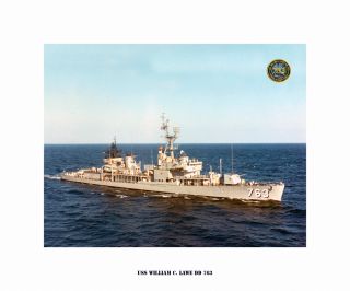 USS William C. Lawe DD 763 , US Naval Destroyer, USN Navy Ship Print