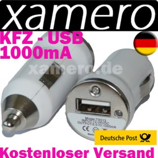 USB KFZ mini Adapter 12V 24V 1000mA Auto Zigarettenanzuender Iphone