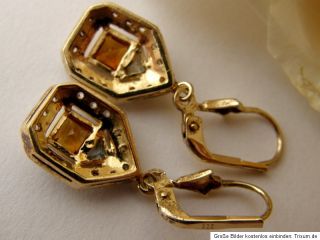 Antike Ohrringe Brisuren 925°Silber vergoldet echter Goldtopas im Art