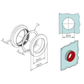 Offene Griffmuschel für Glastür in V2A gebürstet, bzw. poliert