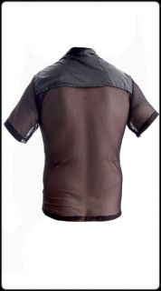 Hemd transparent shirt kurzarm chemise transparente Wetlook Optik all