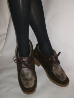 Sioux 70er Fell Granny Hippie Schnürschuhe Vintage 39 Leder 70s