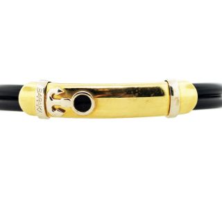 Baraka 18K Two Tone Gold and Black Rubber Anchor Bracelet Retail $2495