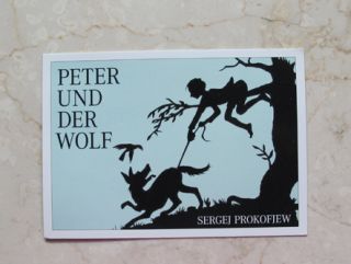 Postkarte AK Scherenschnitt Raabe Wolf Peter Märchen