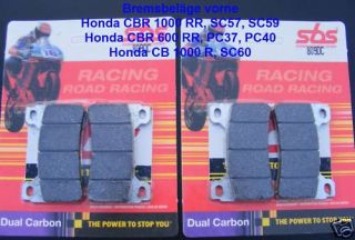 2x SBS 809 DC Racing Bremsbeläge Honda CBR 1000 RR SC57