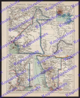 Karte Kolonien Kamerun Togo Deutsch Südwestafrika Reiserouten