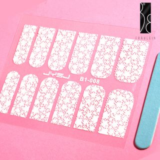 Embroidered 3D Full Tip French Nail Wraps Sticker Decel #827