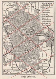 Stadtplan, Lodz   Lodsch   Litzmannstadt, 20er Jahre