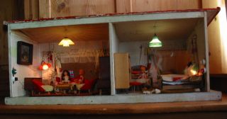 Altes Puppenhaus Puppenstube möbliert 50er Jahre