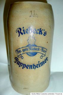 Alter Maßkrug 1 L  Riebecks   Pappenheimer  Gräfenthal um 1925
