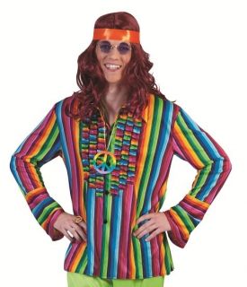 Hippie Hemd Rainbow 70s Kostuem 70er Jahre Party Karneval Herren Gr 56