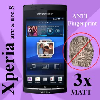 3x Sony Ericsson Xperia arc S Display Schutzfolie MATT Schutz Folie