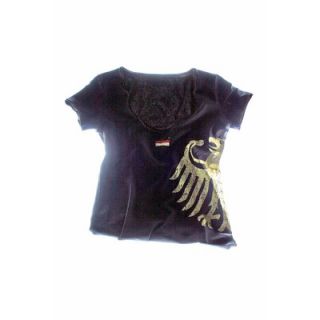 Rundhals Shirt T Shirt Shirt Deutschland Aufdruck Adler schwarz Damen