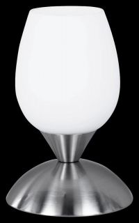 Tisch Lampe Tischleuchte Tischlampe Nickel Matt Glas Weiss H 18cm D 12