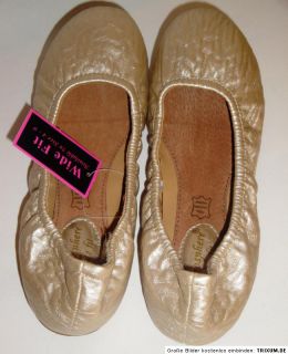 Primark Leder Ballerinas Schuhe Wide fit Gold 39 Neu