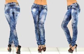Sexy Straight Leg Skinny Jeans Blue Washed Women 4 14