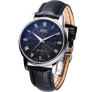 MIDO Baroncelli Automatic COSC Leather Strap Watch Black