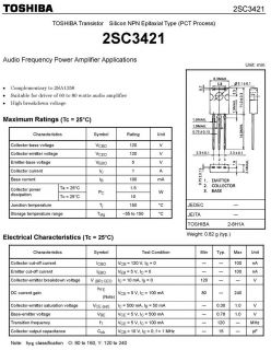 2SA1358 Y & 2SC3421 Y TOSHIBA Audio Transistor, x 10
