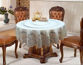NEW Vintage LUXURY White Round Lace Tablecloth Cloth 180 x 180