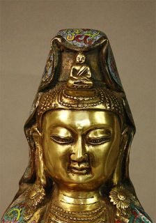 CLOISONNE KWANYIN BUDDHA STATUE BRONZE FIGUR TIBET CHINA BUDDHISMUS
