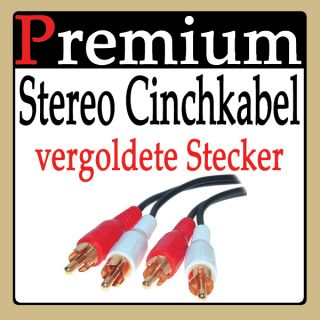 10 m Cinch Kabel Stereo 2 Chinch gold Stecker Audio