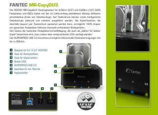 FANTEC MR CopyDU3 DOCKING STATION   2,5 & 3,5 HDD, USB3.0, Clone