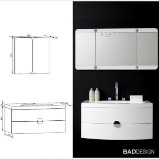 Badmöbel Set Komplett T920I weiß Badezimmer Waschbecken Unterschrank