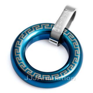UNIQUE Blue Stainless Steel RING Necklace Pendant vj905