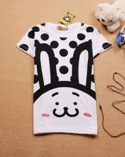 New Kawaii Japanese Korean Girl Bunny Polka Dot Trendy Tshirt Shirt