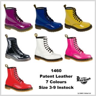 Dr Doc Martens 1460 W Patent Leather Boots 8 Eyelet Pink, Red, Black