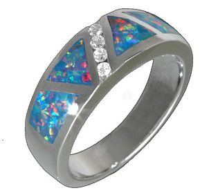 925 ECHT SILBER *** Opal + Zirkonia Ring, massiv
