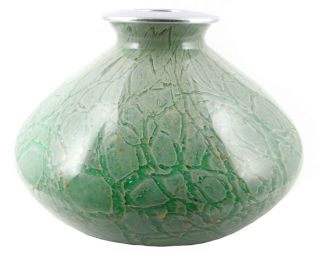 Blasige WMF Ikora Lampe aus seladongrünem Glas um 1930