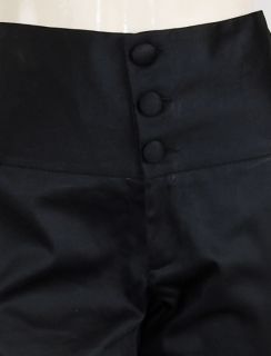 Rare Black Satin Vtg Rockabilly Retro High Waisted Button Pants S