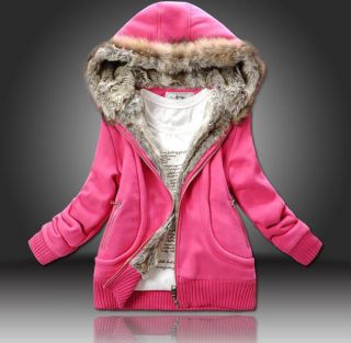 New Womens Slim Thicken Winter Coat Jacket Fur Cotton Hooded