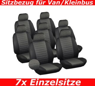 VAN Sitzbezüge Schonbezüge 7x Sitzer Sitze VW Touran Sharan Grau
