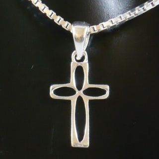 Kreuz Anhänger, offen in 925 Silber, Kette ~ pendant cross in silver