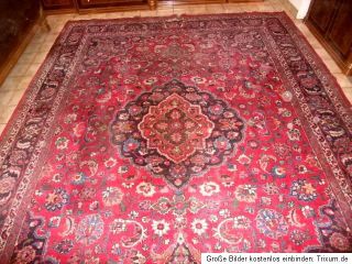375x262cm Antik Keshan Kashan Handgeknüpft Perser Orientteppich