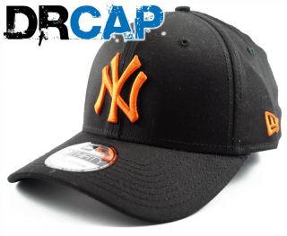 New York NY Yankees MLB Seasonal Basic Stretch Fit Black / Orange