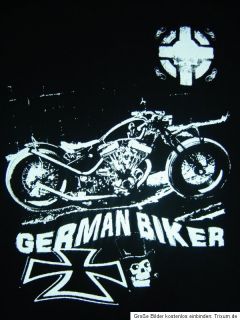 German Biker T Shirt schwarz Gr.L Chopper Rocker Motorrad