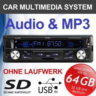 AUTORADIO SUPER SP 402M  WMA USB SD 64GB IN AUX RDS OHNE CD