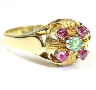 14kt 585 Damen Rubin Smaragd Gold Ring Rubinring Smaragdring Goldring