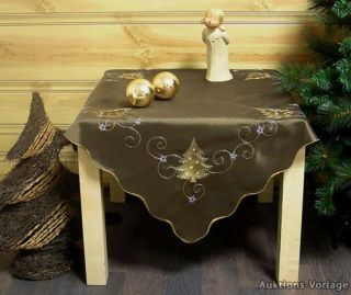 Hossner Tischdecke Mitteldecke Weihnachten Tischtuch Stickerei braun