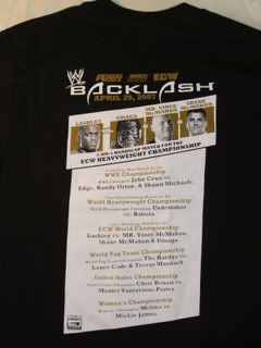 2007 BACKLASH Event T shirt WWE Wrestling