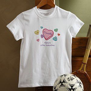 Personalized Valentines Day Kids T Shirt   Candy Hearts