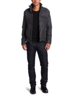 Kenneth Cole Mens Dip Dyed Leather Jacket Clothing