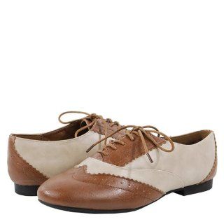 Vabene20 Lace Up Oxford Flat Shoes TAN/BEIGE Shoes