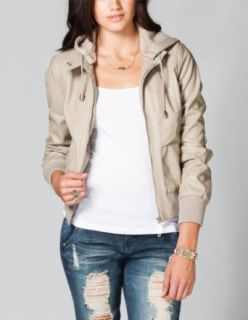 FULL TILT Faux Leather Womens Hooded Jacket Clothing
