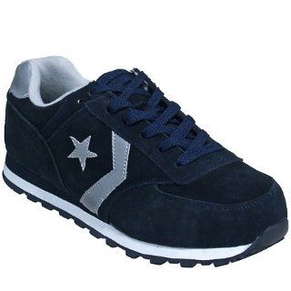 Suede Leather Retro Jogger Oxford Steel Toe Navy Blue 10 W Shoes