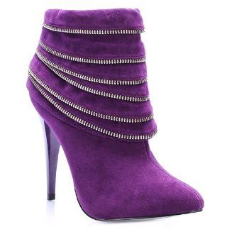  PRITA Zippered Ankle Booties by Qupid Luxe (8.5, Purple) Shoes
