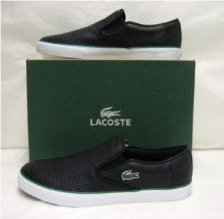  Lacoste Lyndon Slip  On 2 Black Leather Mens Shoes 13 Shoes